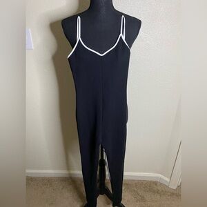 Zara Black Jumpsuit with White Trim Size Small